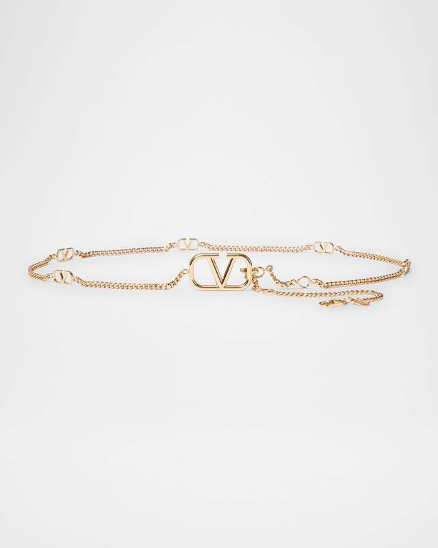 V-Logo Brass Chain Belt